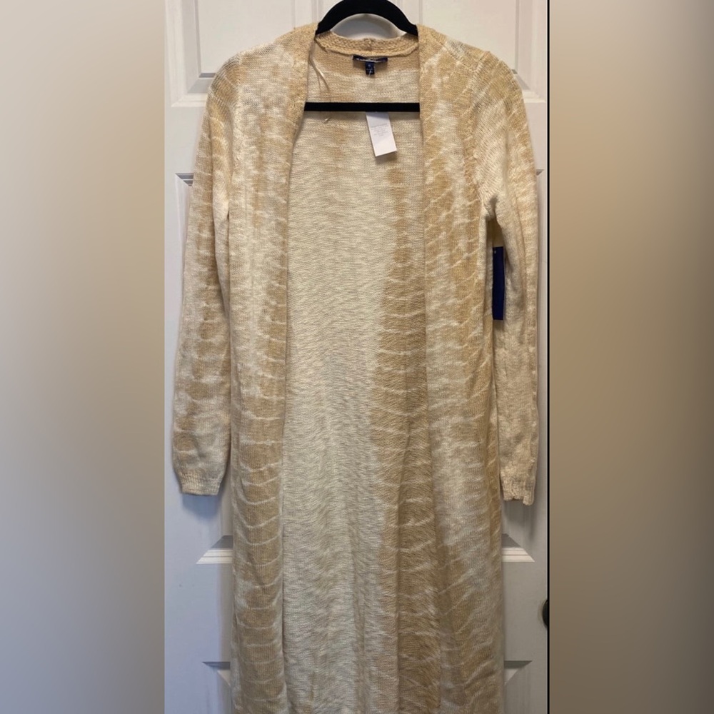 Cream & Beige Open-Front Knit Cardigan